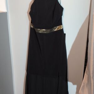 Express Black Maxi Dress with Gold Waistband